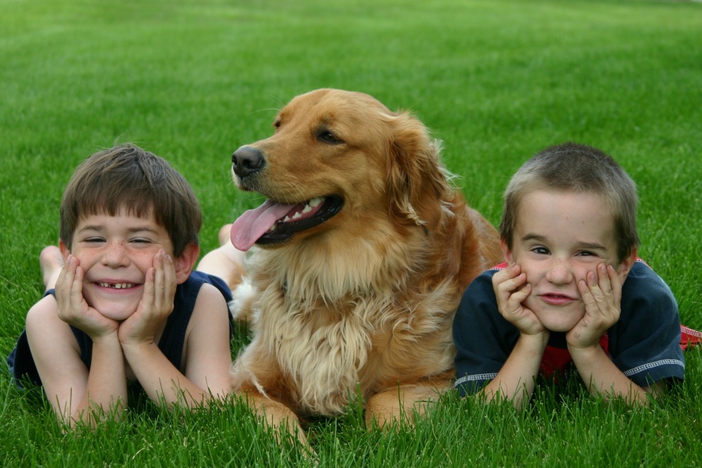 boys with dog